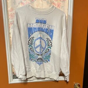 American Eagle Outfitters Bob Marley Graphic Sweatshirt - Cream and Blue
